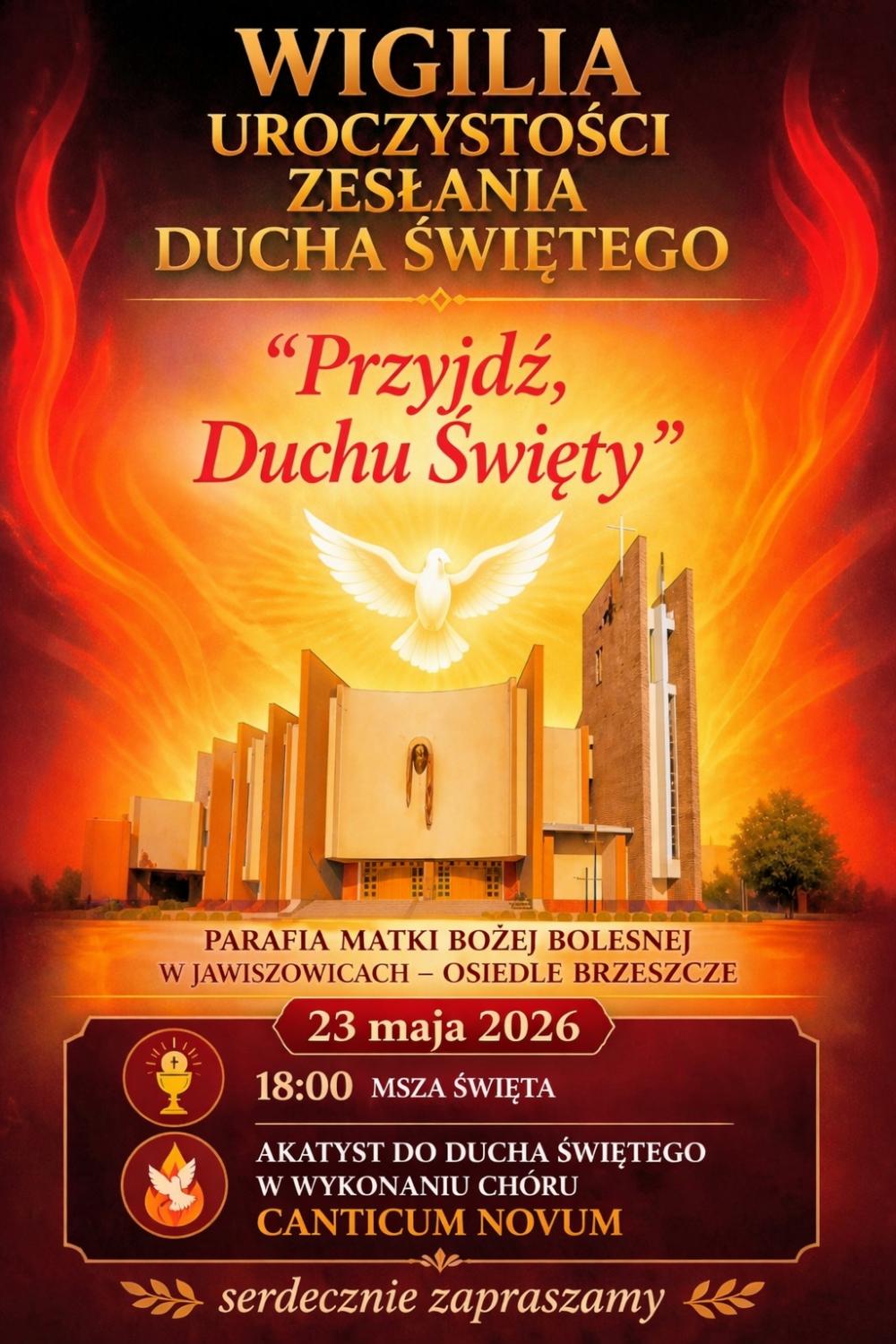 Zapraszamy na czuwanie przed Zesłaniem Ducha Świętego