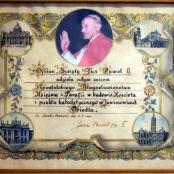 Papieskie błogosławieństwo z autentycznym podpisem Jana Pawła II